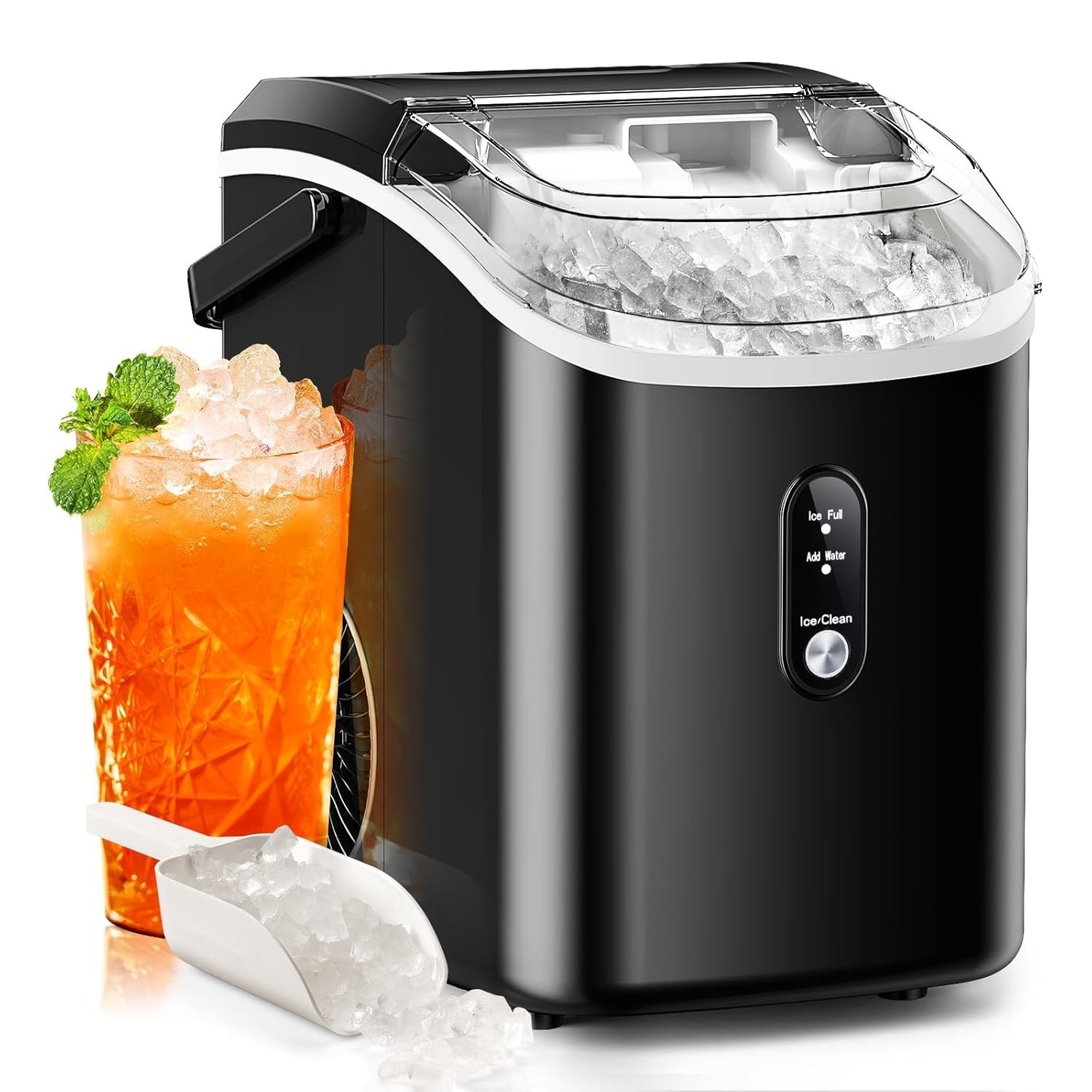 Ice Maker Countertop, 35.5Lbs/24Hrs Chewable Sonic Ice Machine
