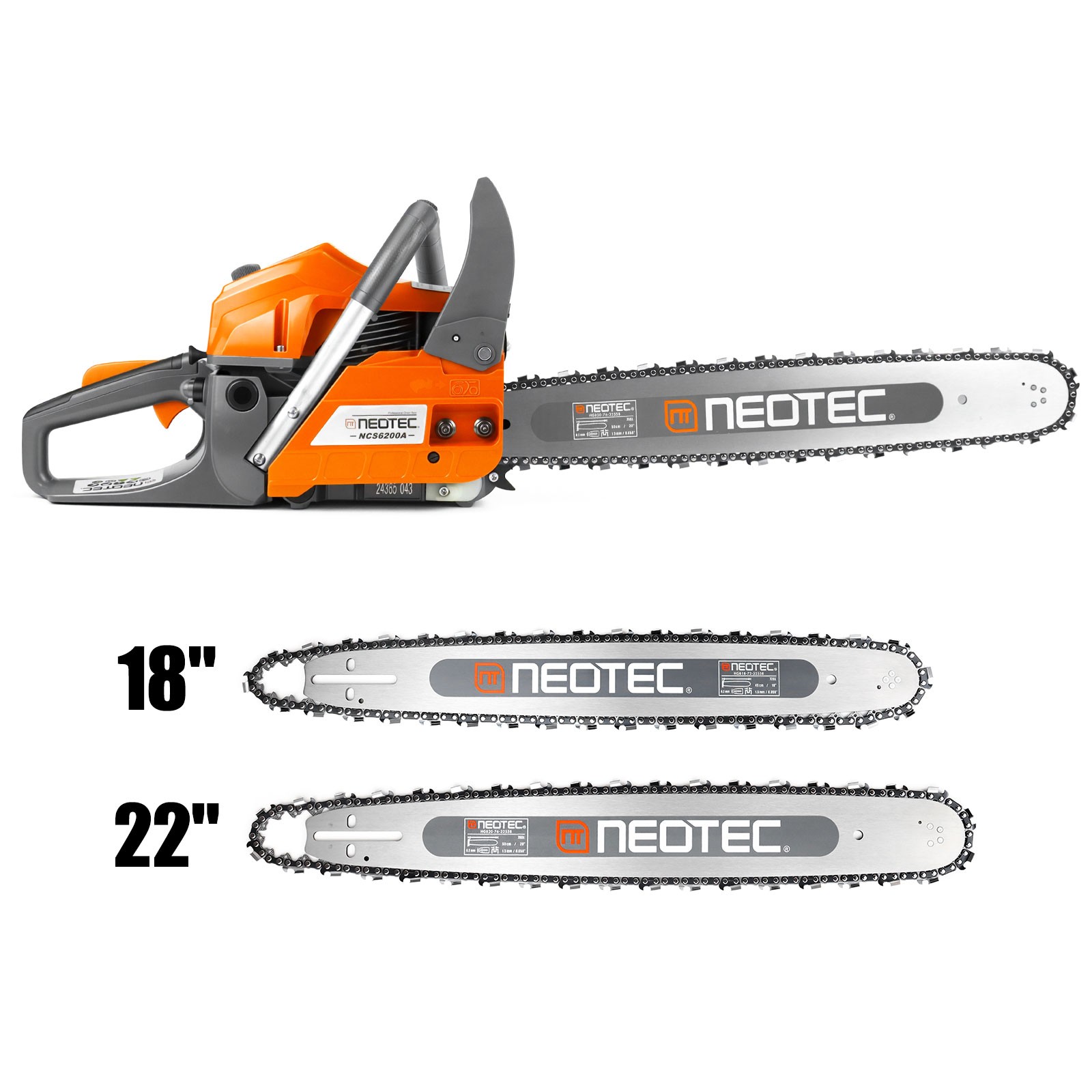62cc Gas Powered Chainsaw with 22” Guide Bar Saw Chain 2-Stroke Engine Cut Wood