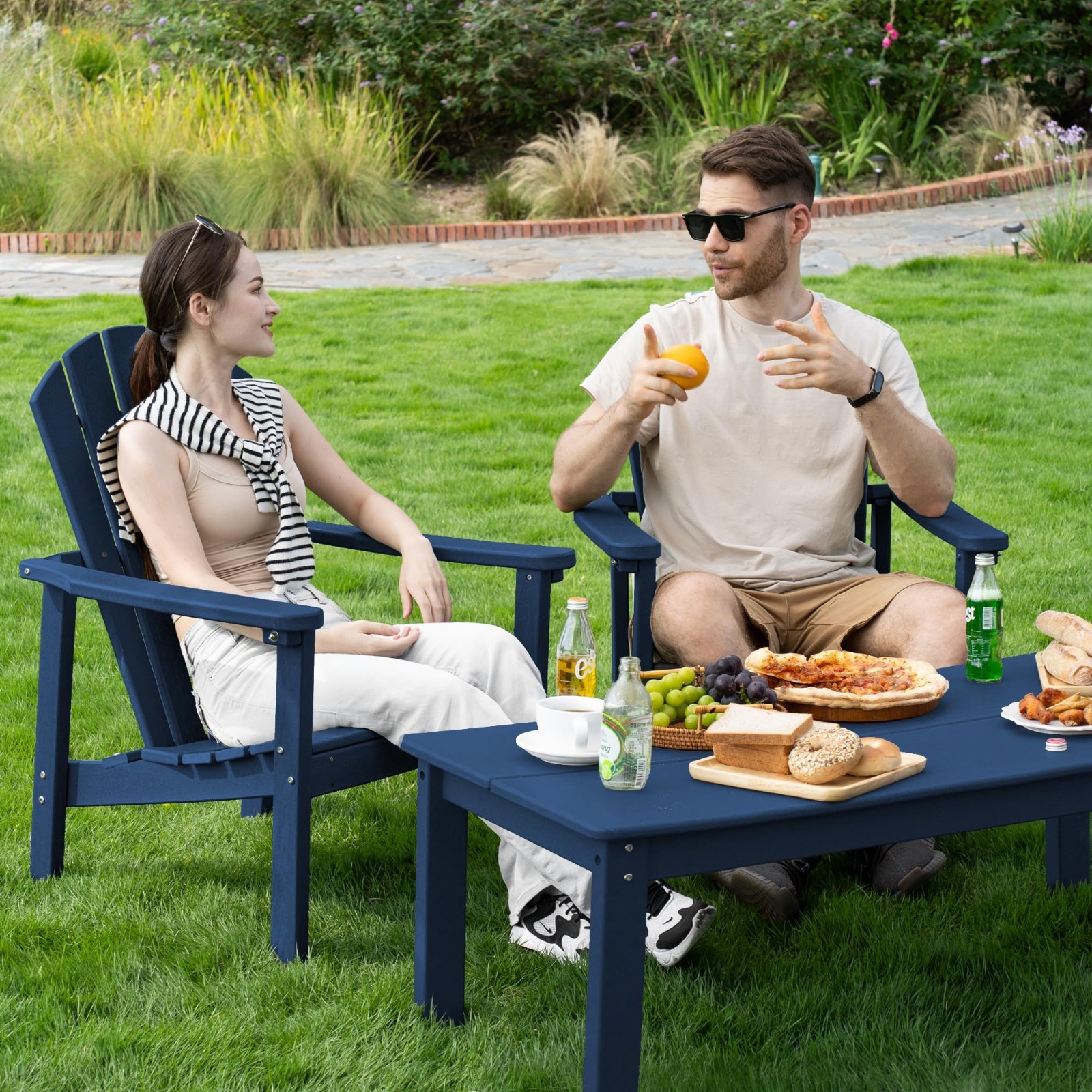 Stackable Adirondack Chairs – All-Weather HDPE, Navy, 380lb Capacity, Easy Assem