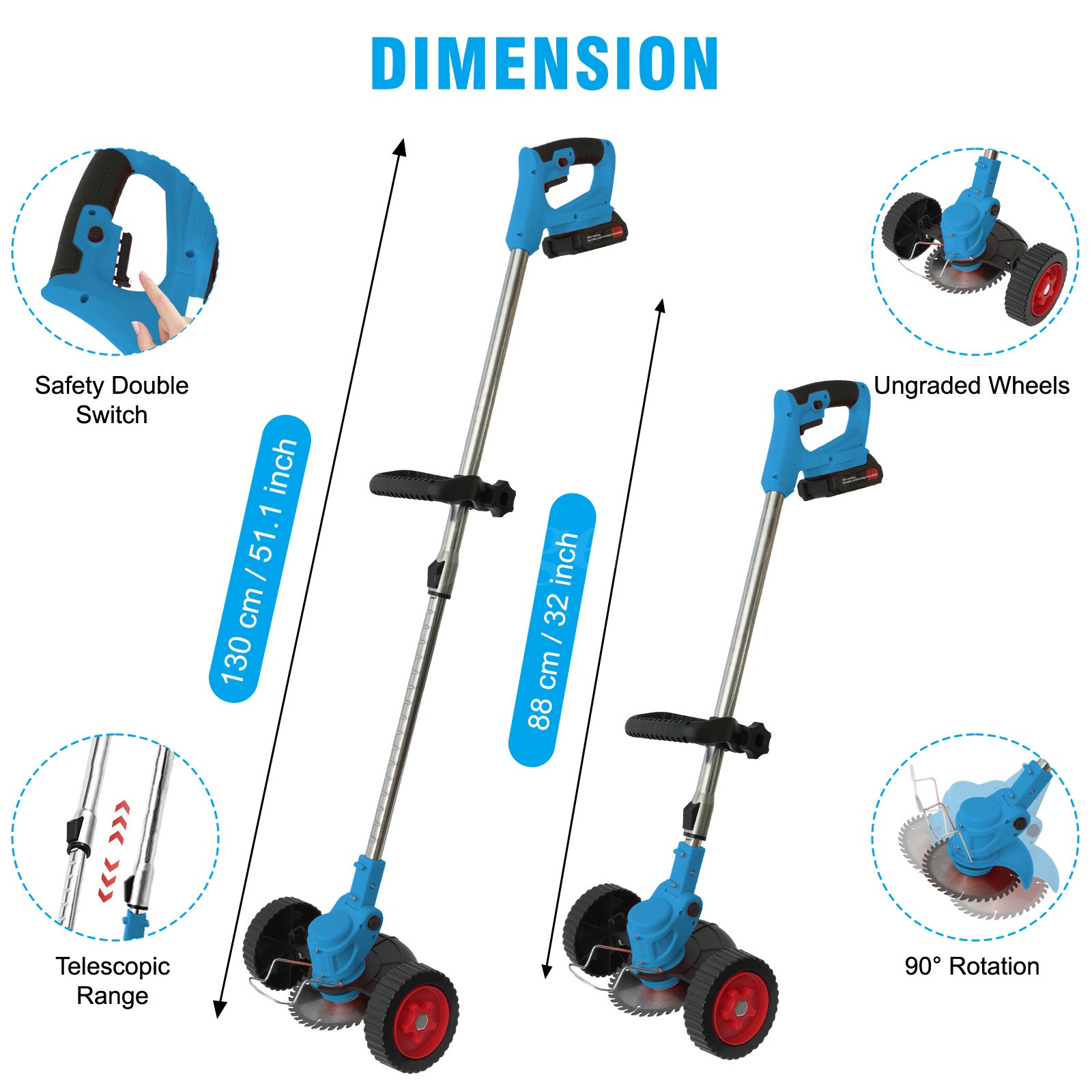 4.0Ah Cordless Weed Eater Electric Brush Cutter Lawn Edger Grass String Trimmer