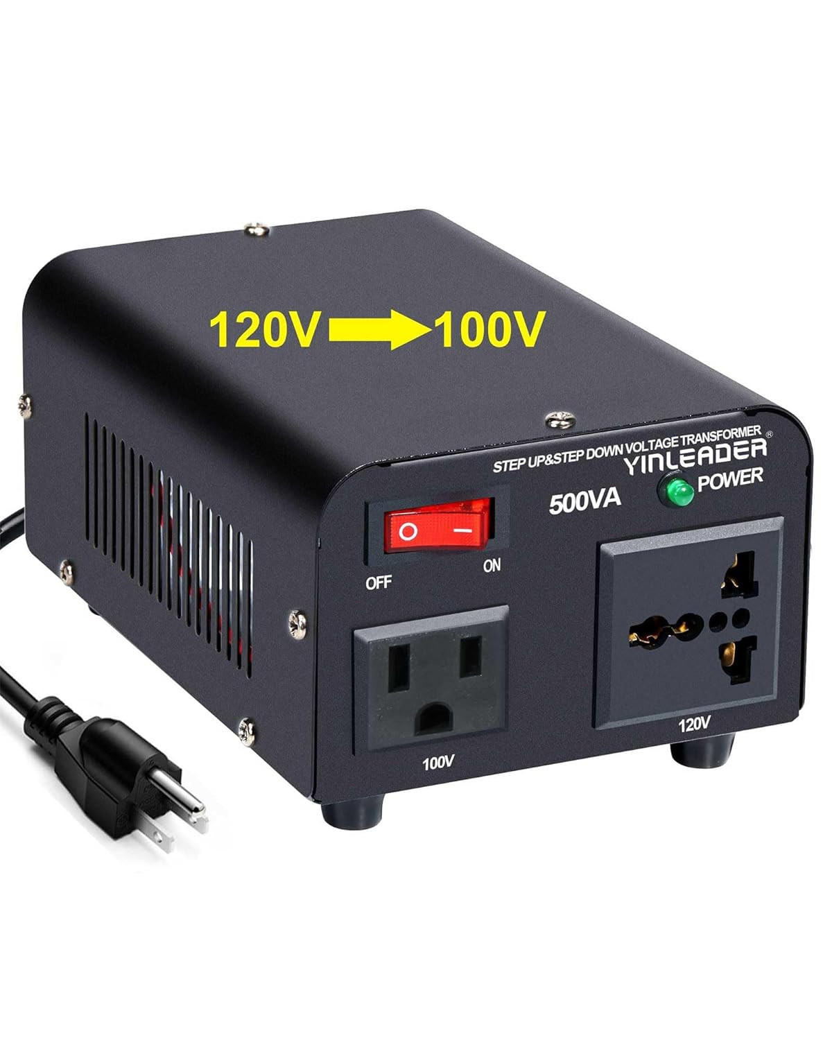 Yinleader 500W US to Japan Voltage Converter 120V to 100V Step down Transformer
