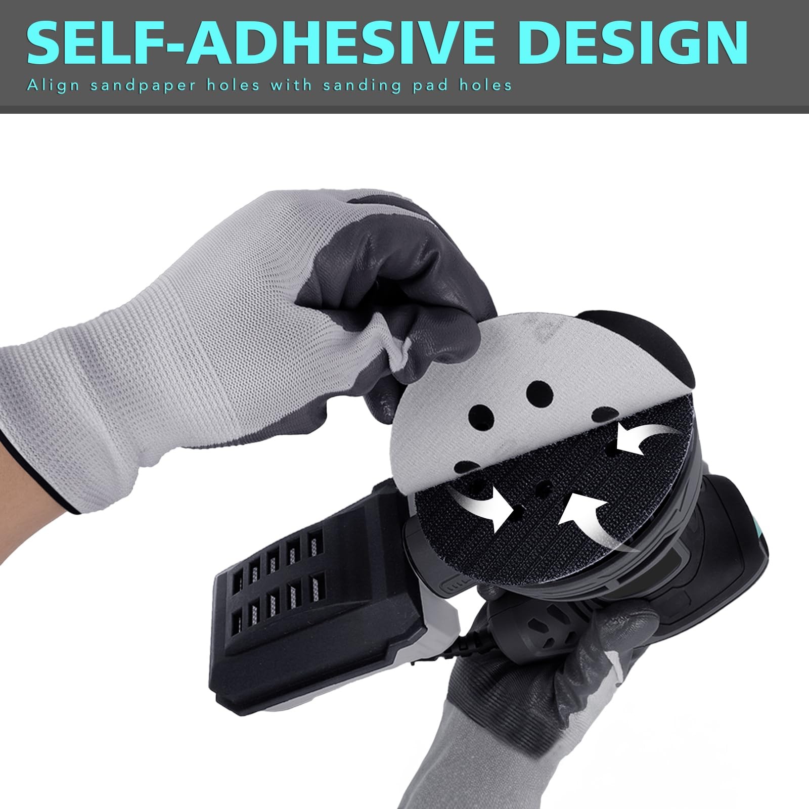 5-Inch Random Orbital Sander, 3Amp Electric Palm Sander with 6-Speed Control,