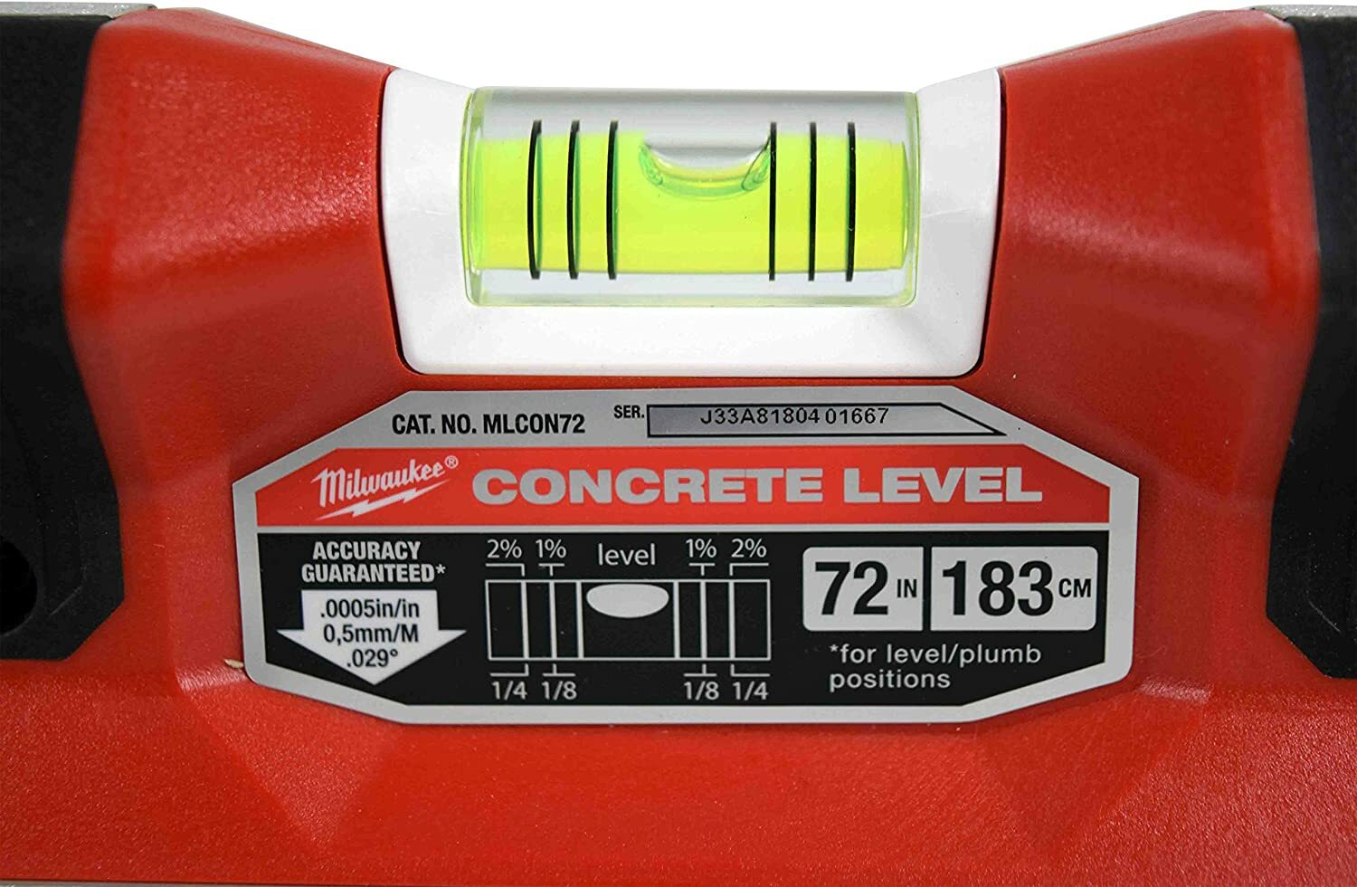 Milwaukee 72″ Aluminum Redstick Concrete Screed Level Non Magnetic 6FT MLCON72