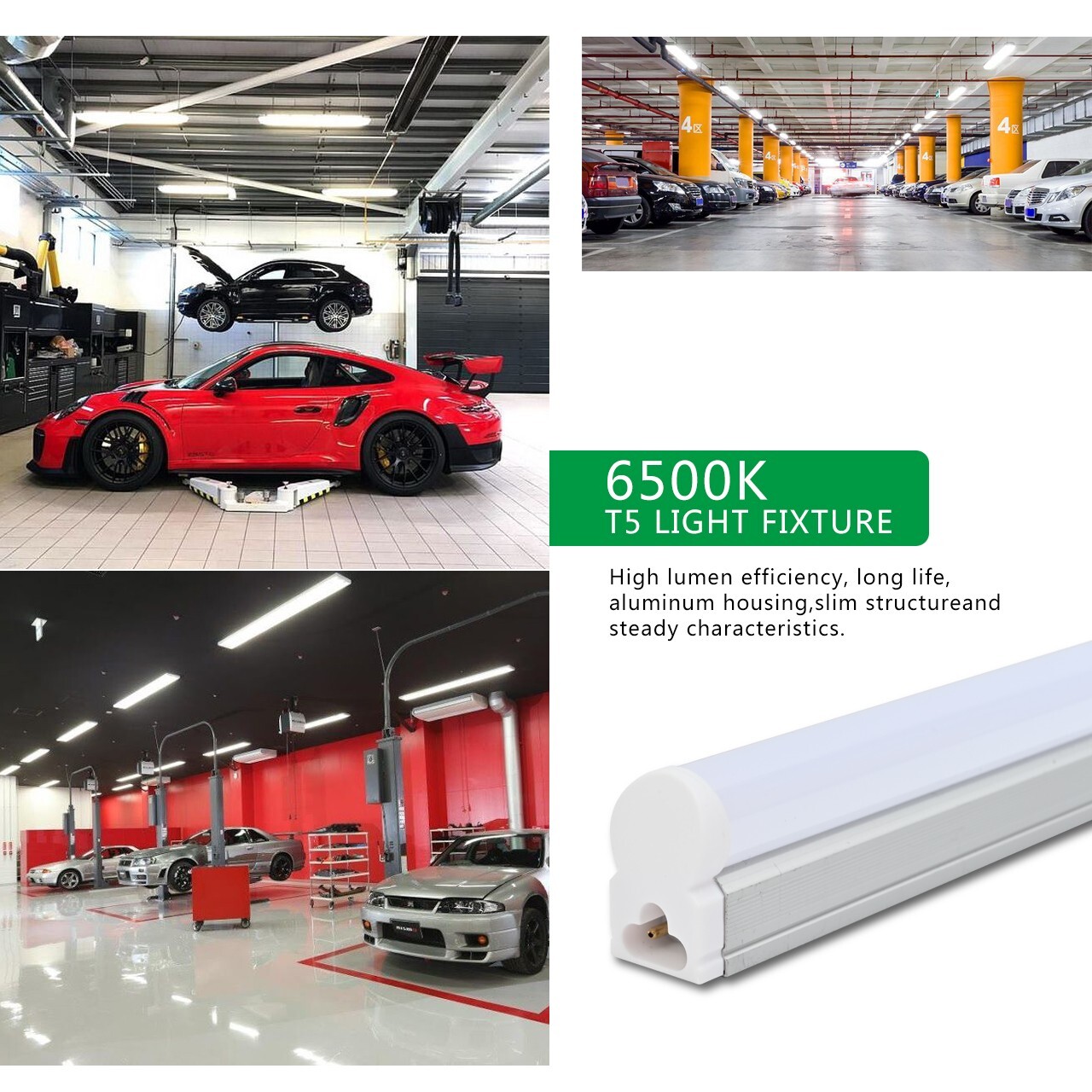 6 Pack LED T5 Integrated Single Fixture 4FT 20W LED Shop Light 6500K SuperBright