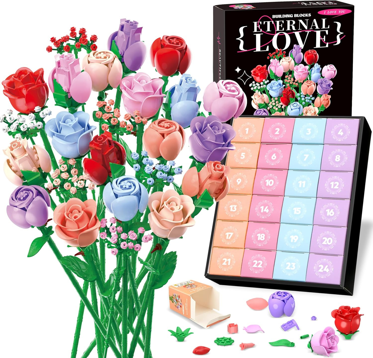 Flower Bouquet Advent Calendar 2026 for Adults Teens Kids, 24 Days Flower Bouque