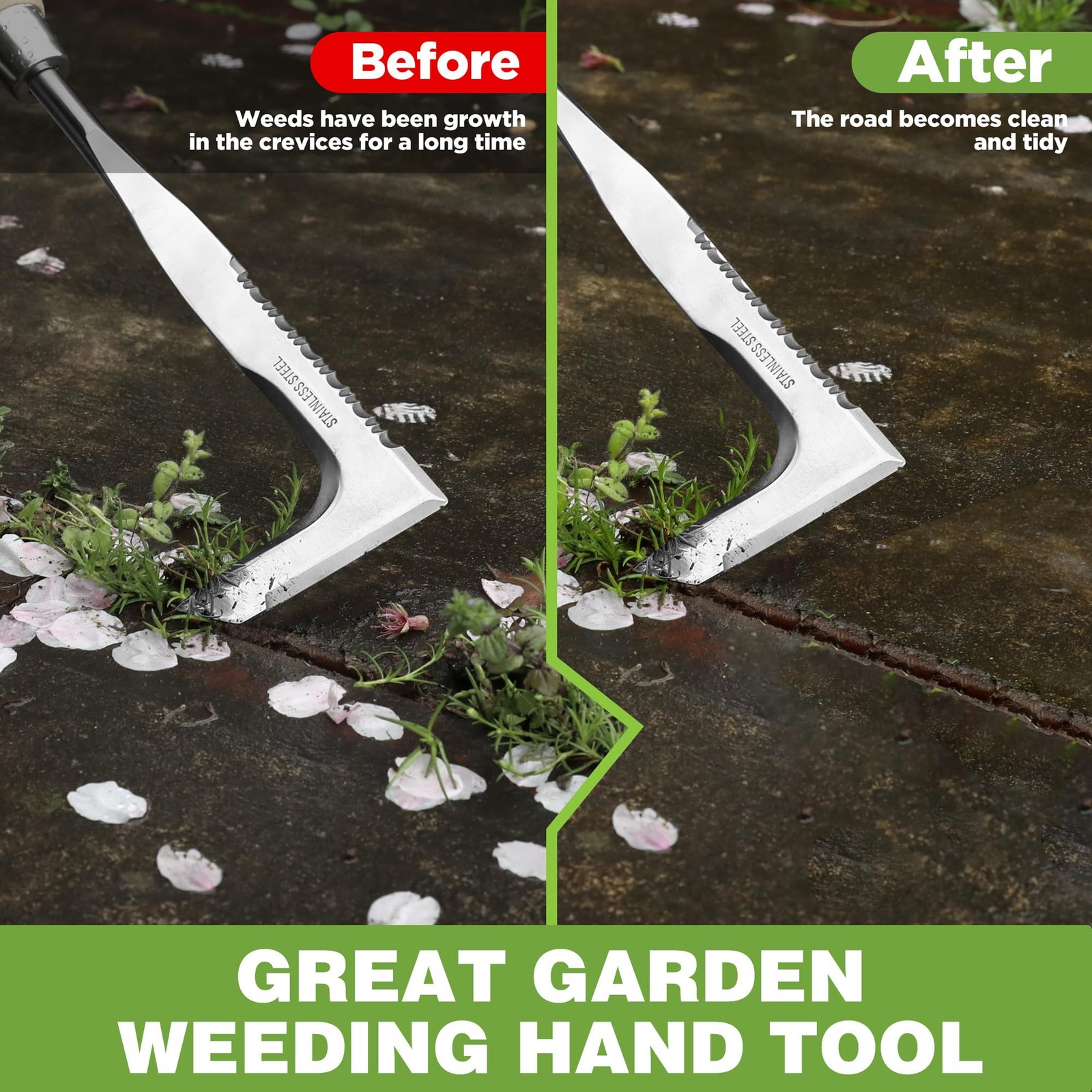 WORKPRO Crack Weeder Crevice Weeding Tool Stainless Steel Manual Weeder L Shaped