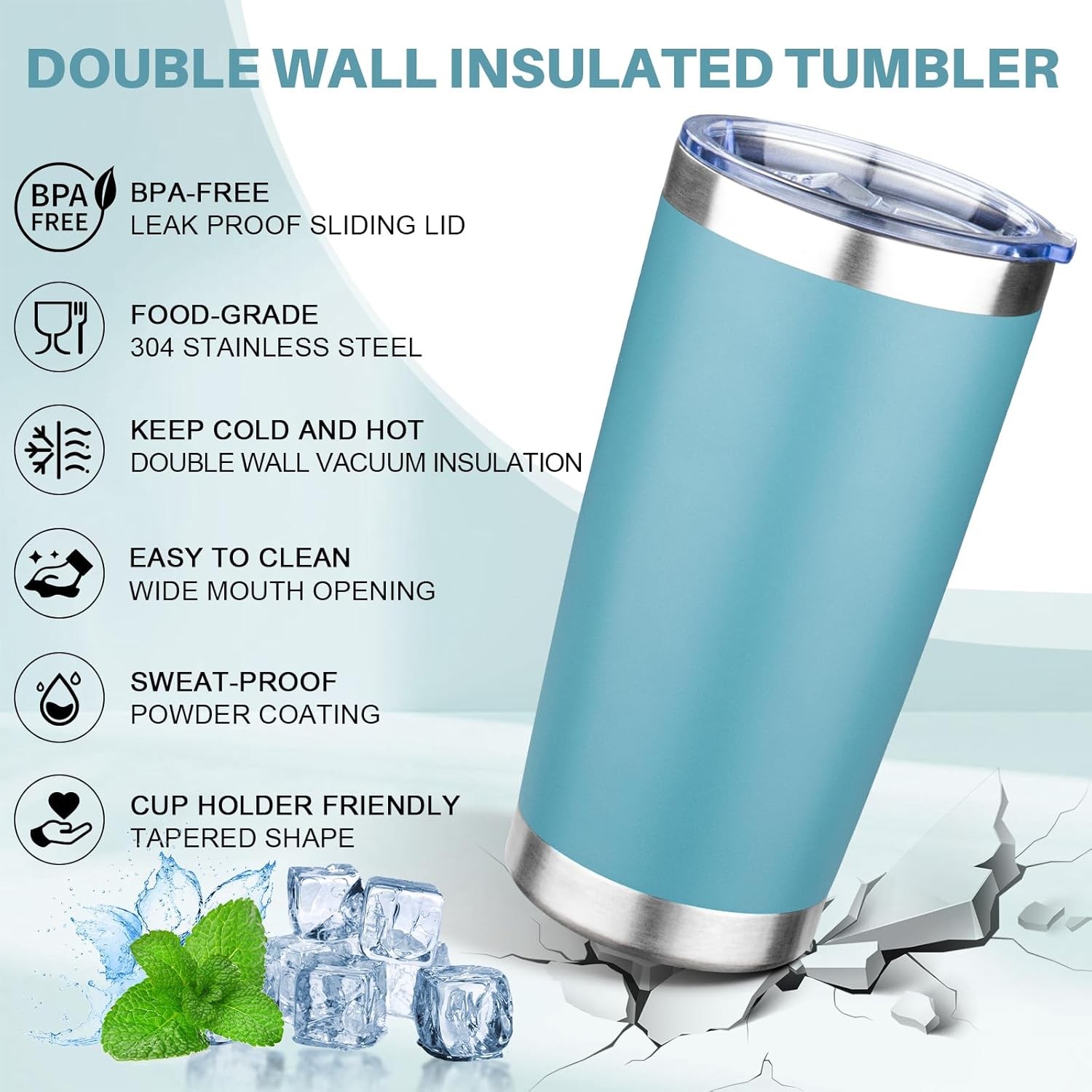 20oz Double Wall Vacuum Insulated Stainless Steel Coffee Travel Mug with Lid