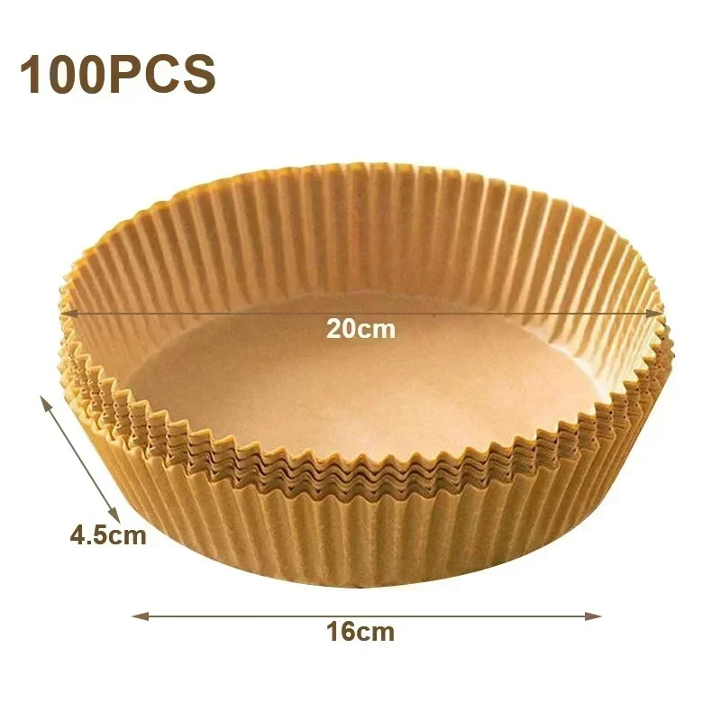 100Pcs 16cm Base Round Air Fryer Disposable Paper Liners Non Stick Baking