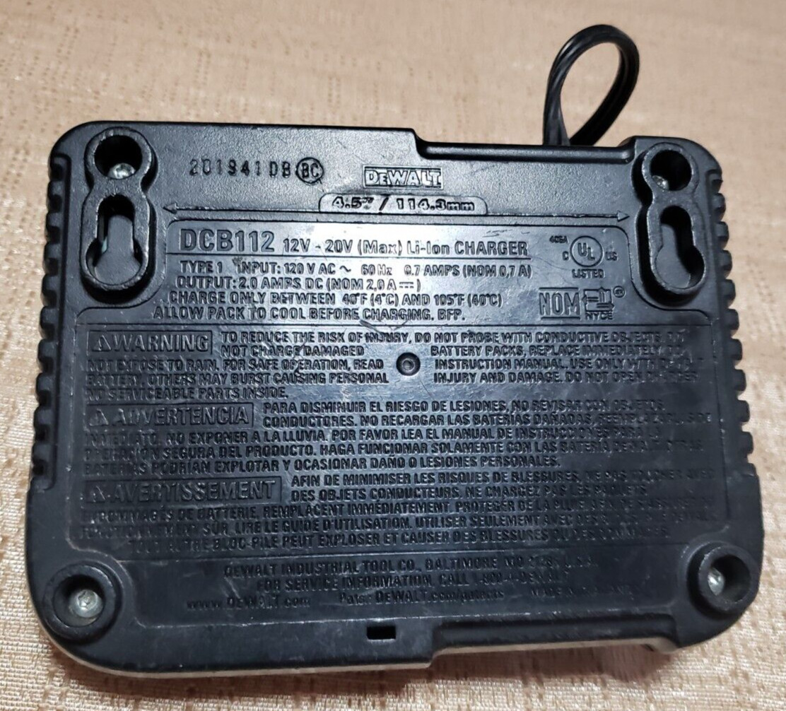 Good Used DeWalt DCB112 12v/20v MAX LITHIUM ION Li-ion BATTERY CHARGER