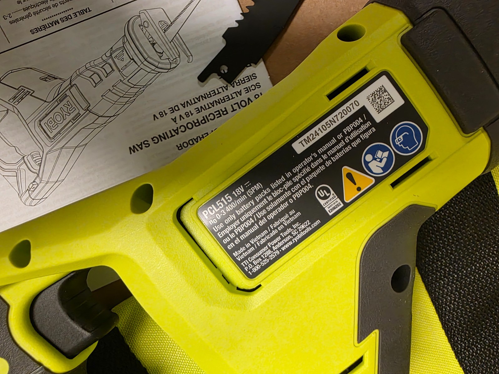 NEW Ryobi ONE+ PCL515 Saw with BAG 18V Cordless || FREE SAWZALL Blade