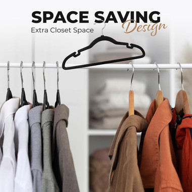 Non-Slip Velvet Clothes Hangers – 30/50/100/200 Pack, Black, Gray, Ivory