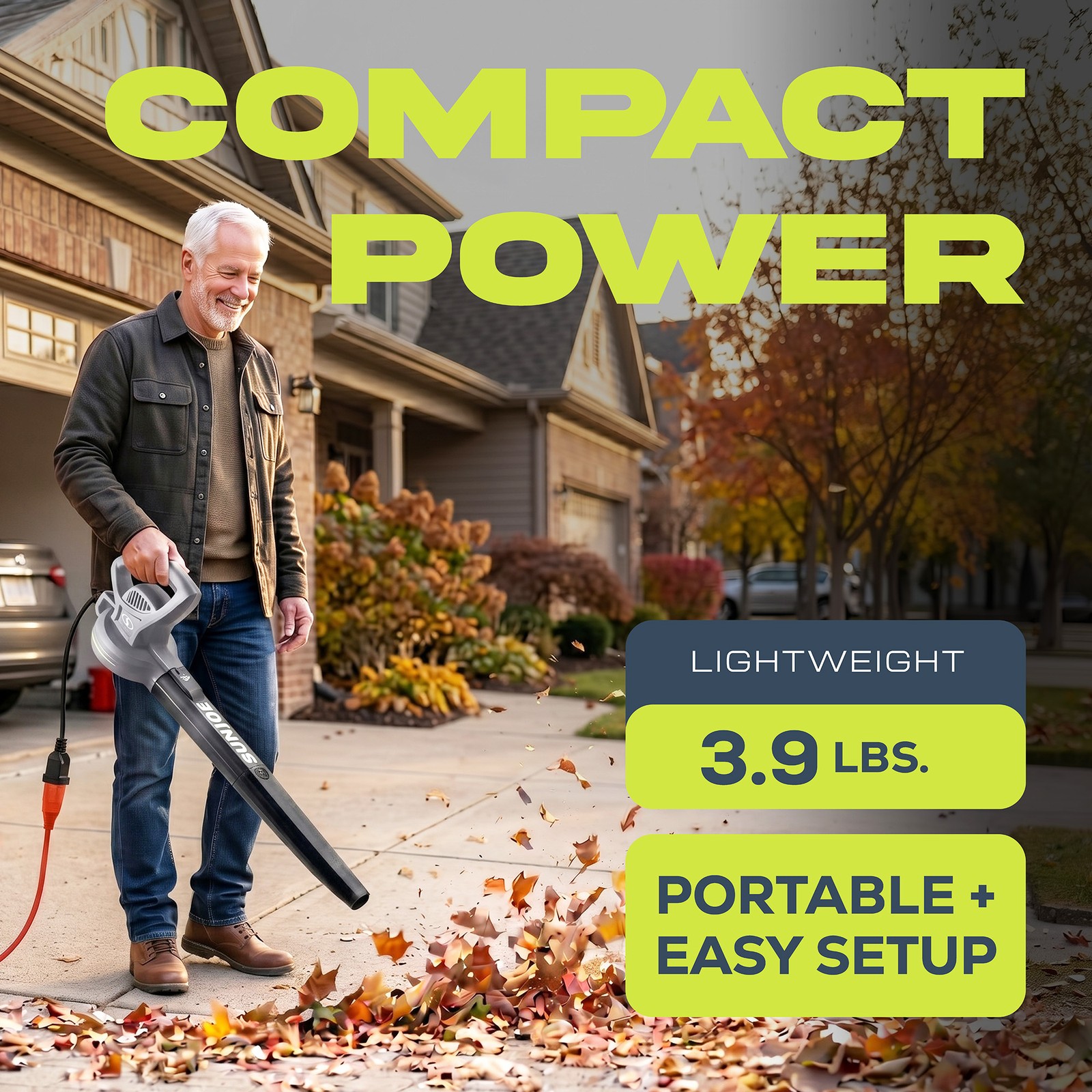 Sun Joe Electric Leaf Blower, 6 Amp Motor, 155 MPH Air Speed, Gray (Open Box)