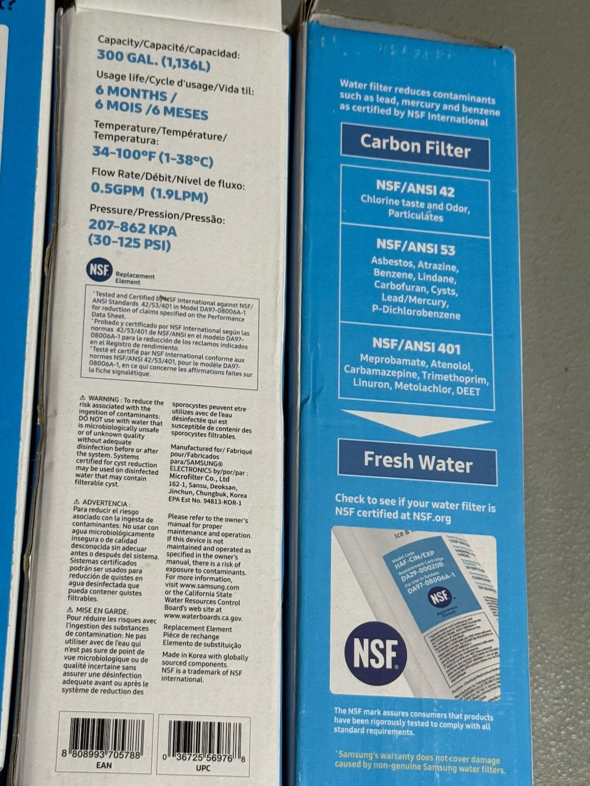 3 New Genuine Samsung DA29-00020B / HAF-CINS/EXP Refrigerator Filters OB Sealed