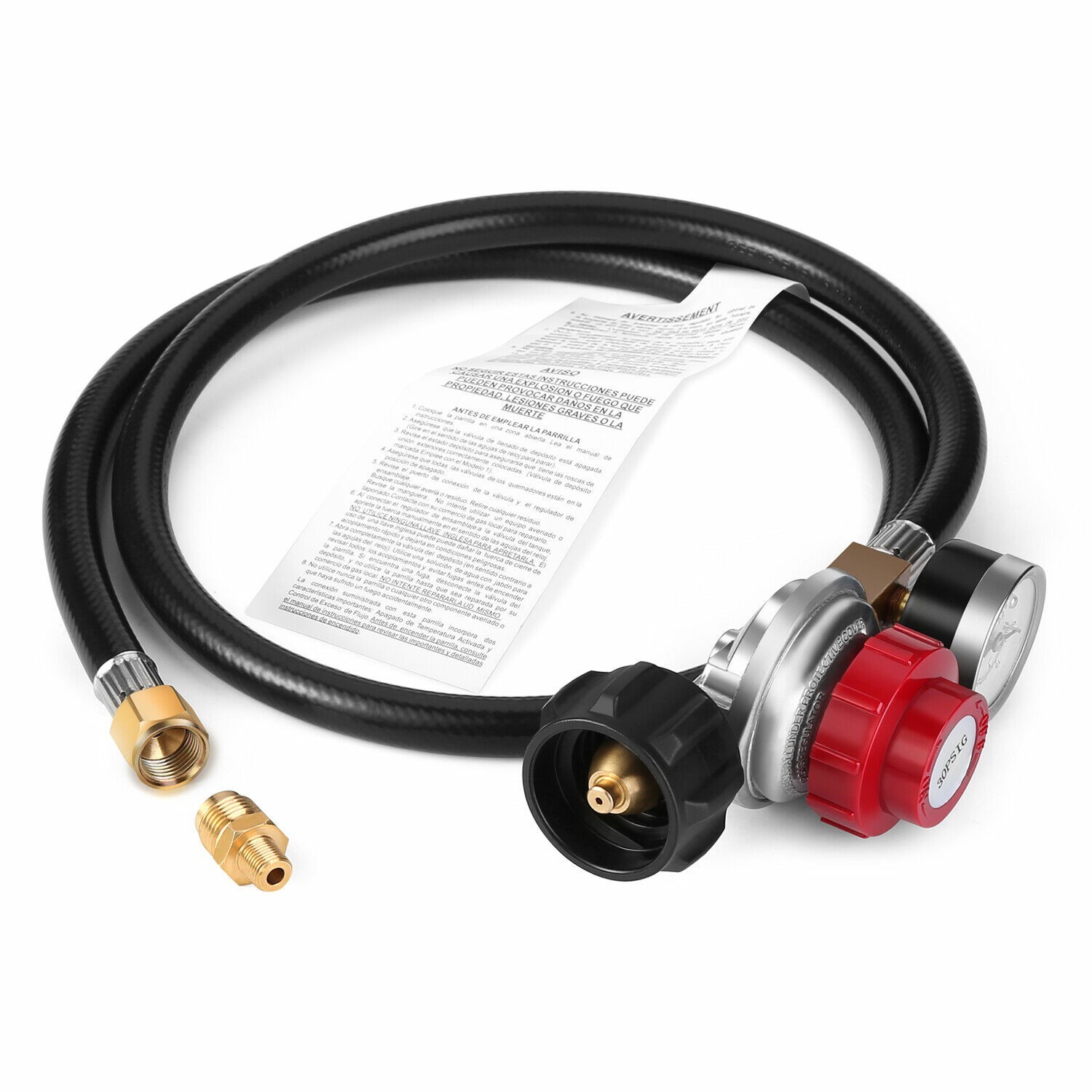 High Pressure Propane Cast-Iron Round Burner 4FT Regulator Hose & Fitting