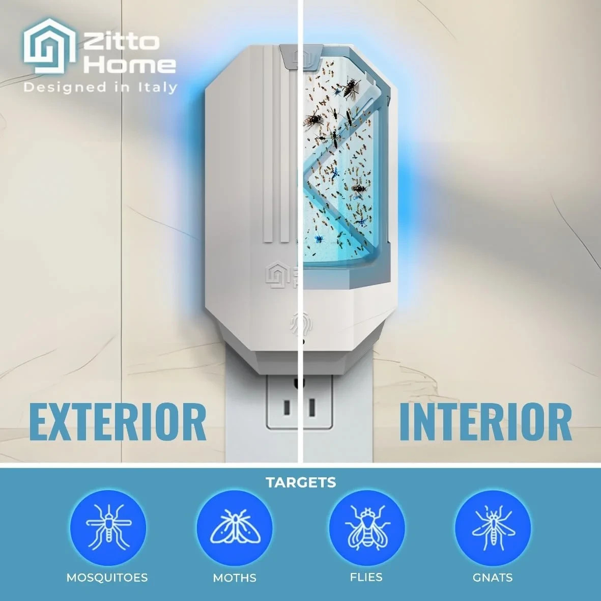 Zitto Home Flying Insect Trap with Plug-in Fly Trap Device and Refill Kit