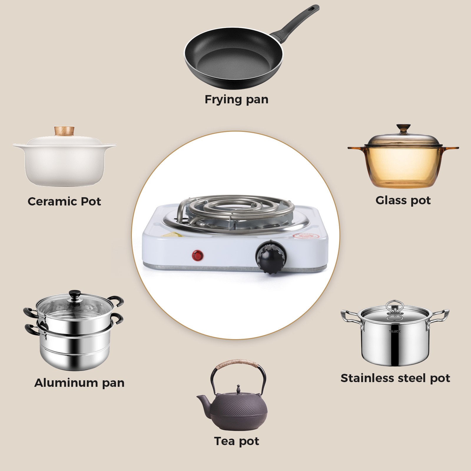 Portable Electric Countertop Single Or Double Burner Stove Hot Plate 1000W/2000W