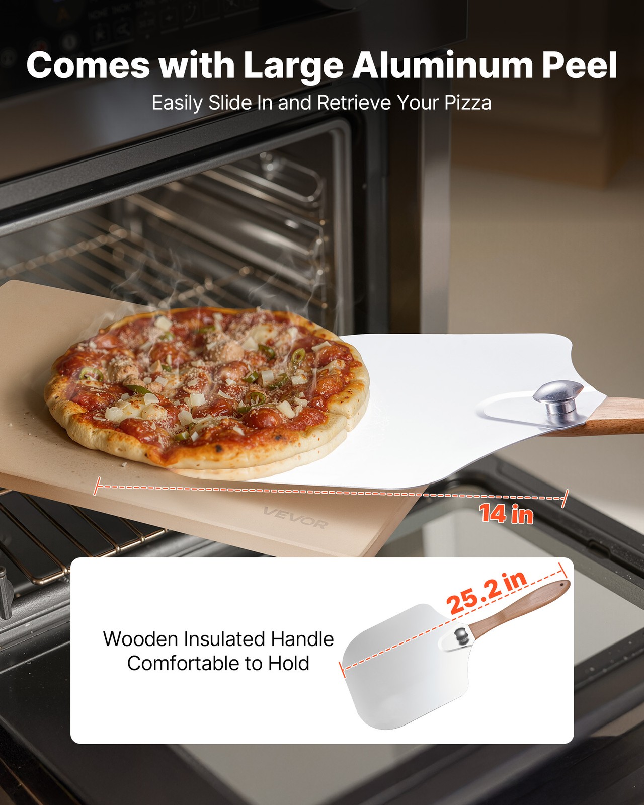 VEVOR Pizza Stone 20 x 14 in Rectangular Cordierite Stone for Baking Pizzas