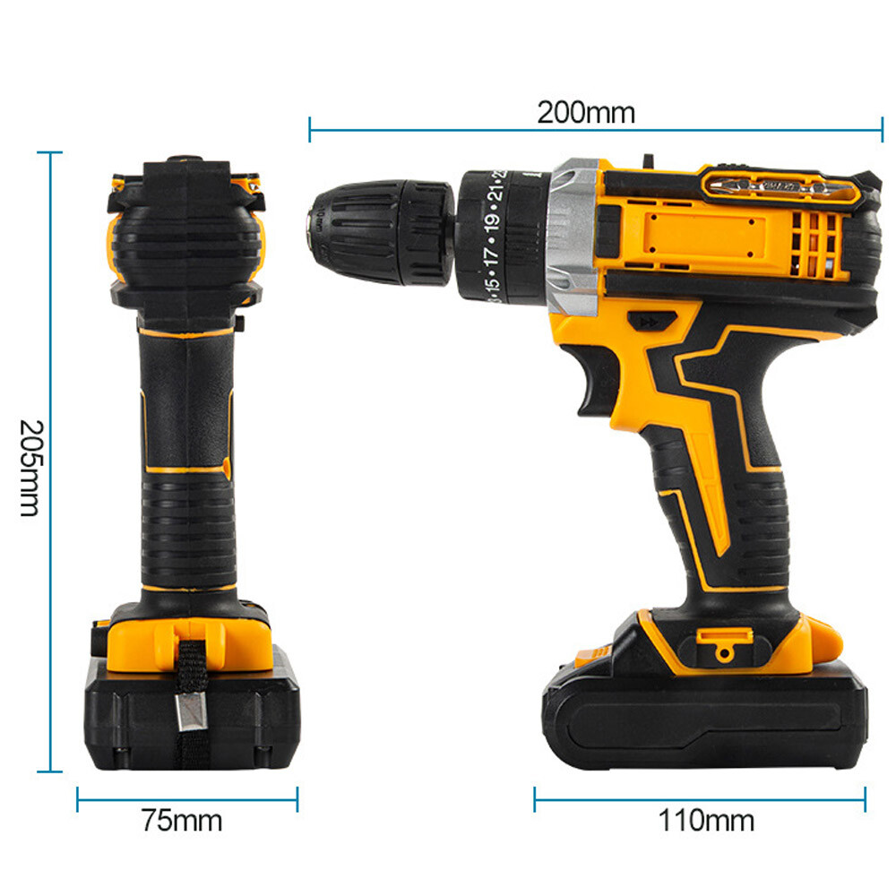 Hammer Drill Cordless Brushless Impact Driver Combo Kit With 2 Battery & Charger