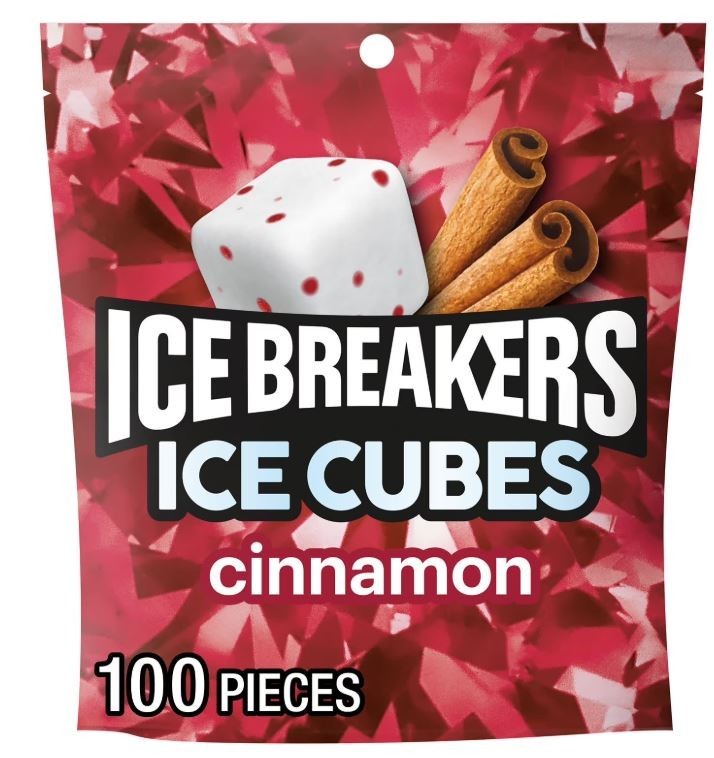 Ice Breakers Ice Cubes Cinnamon Sugar Free Chewing Gum,8.11 oz,100 Pieces.