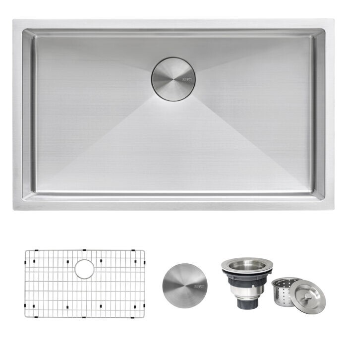 Ruvati 33″ Undermount 16 Gauge Large Kitchen Sink Single Bowl – RVH7433