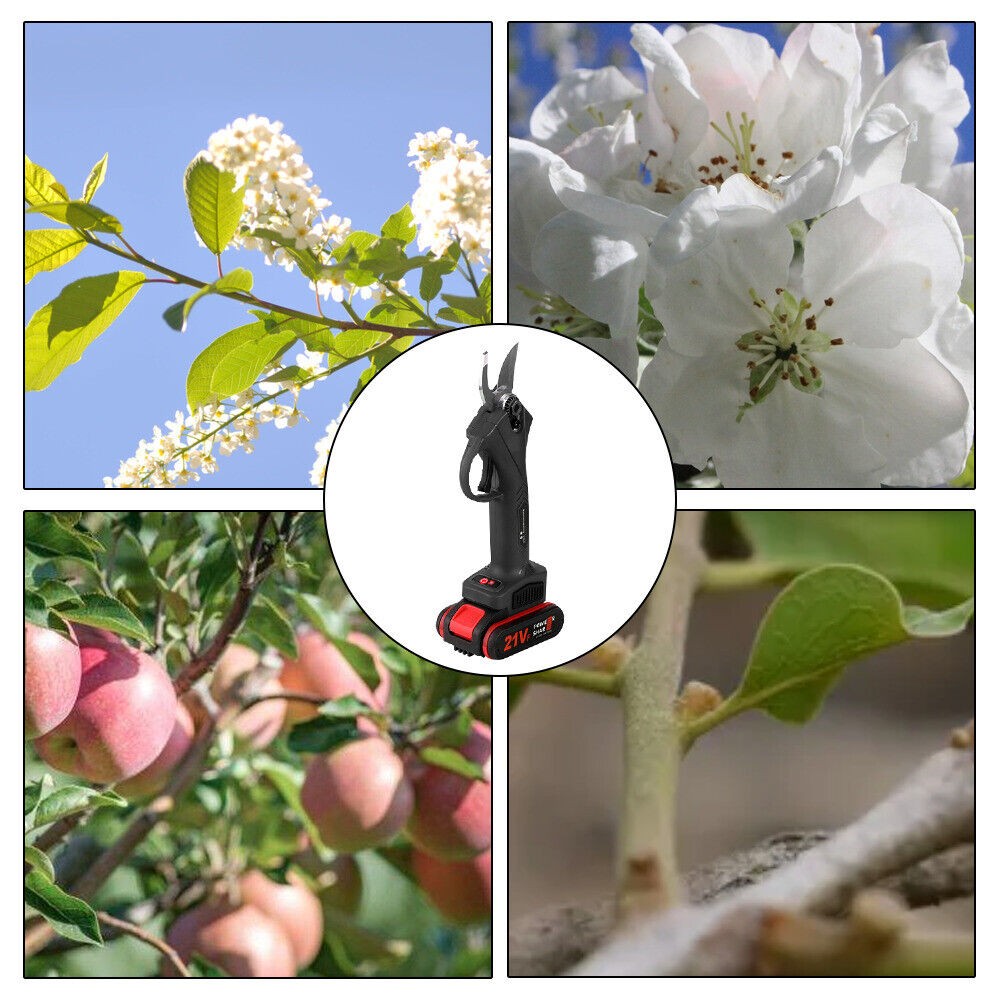 21V Electric Cordless Branch Scissors Pruning Shear Pruner Cutter+2Battery
