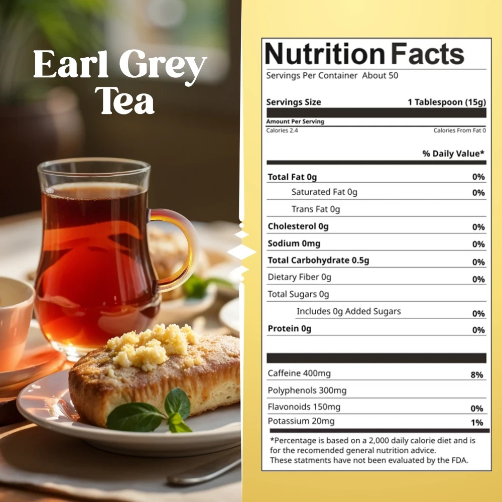 Brook & Barrel USDA Organic Earl Grey Loose Leaf Black Tea 1.6lbs Glass Jar