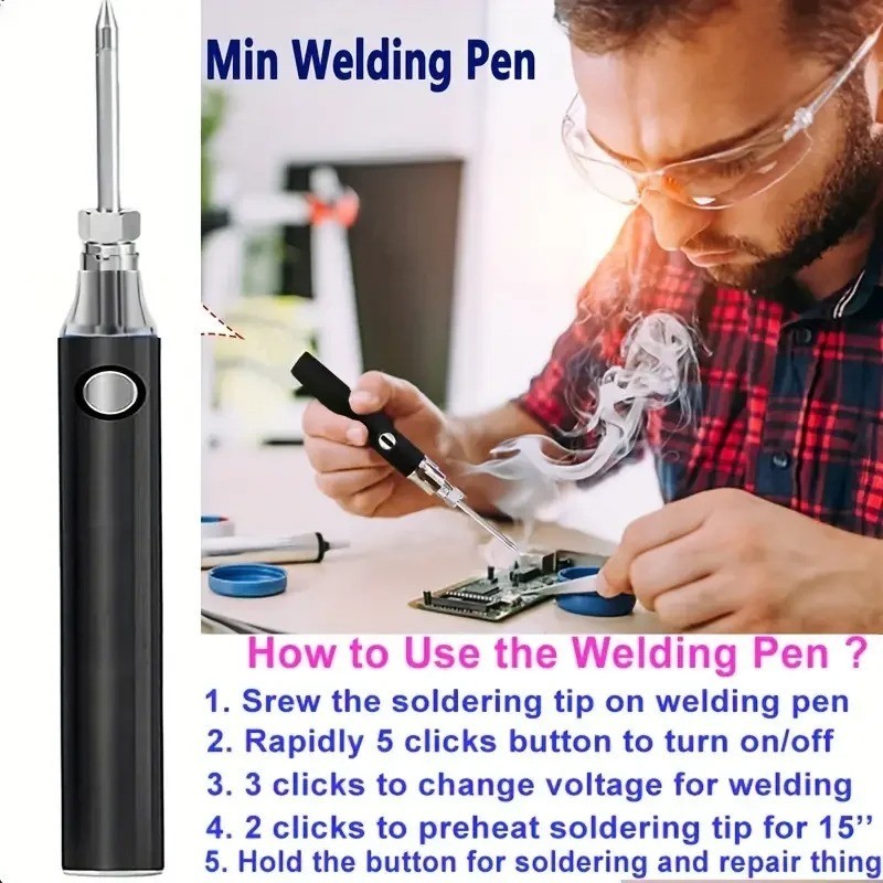 1100mah Welding Battery Pen Wireless Electric Soldering Tool USB Rechargeable US