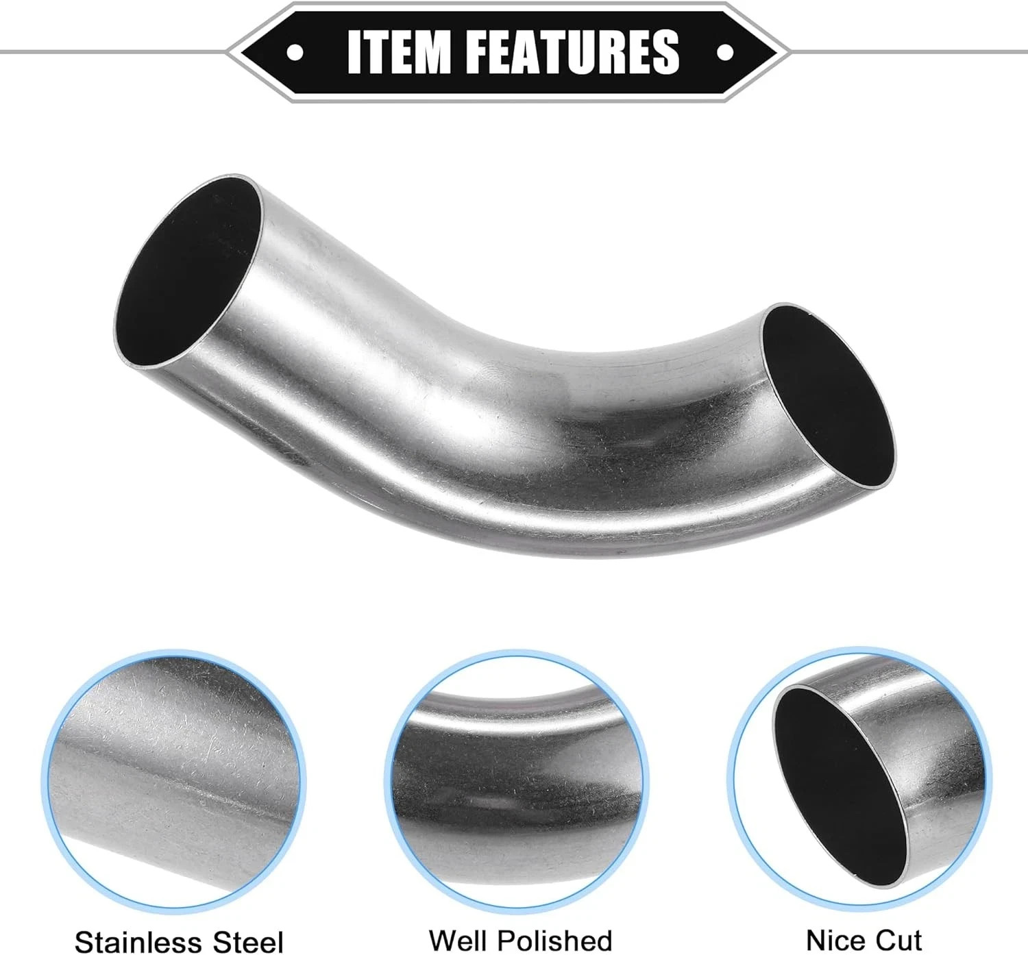 Bend Elbow Pipe Tube, 1.5″ OD 4.72″ 2.95″ Leg 90 Degree DIY Exhaust Pipe