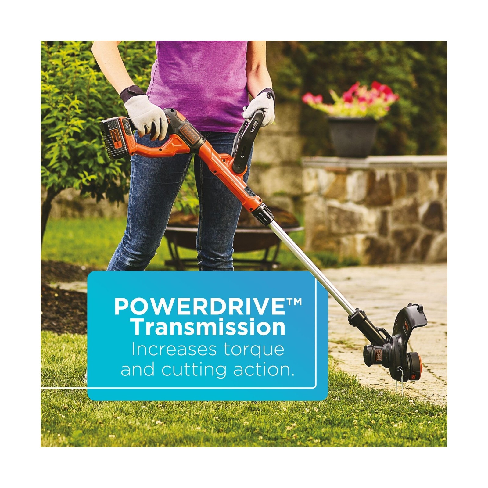 Black+Decker 40V MAX 13 Inch String Trimmer and Lawn Edger with Battery and C…