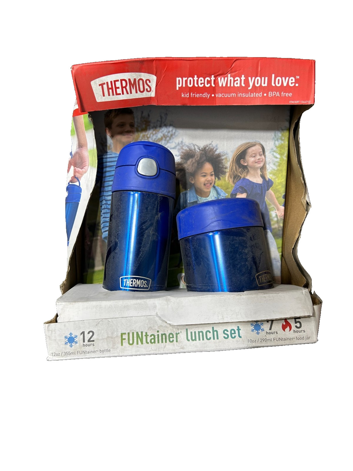 Thermos FUNtainer Kid Pink Stainless Steel Lunch Set 12 oz Bottle 10 oz Food Jar