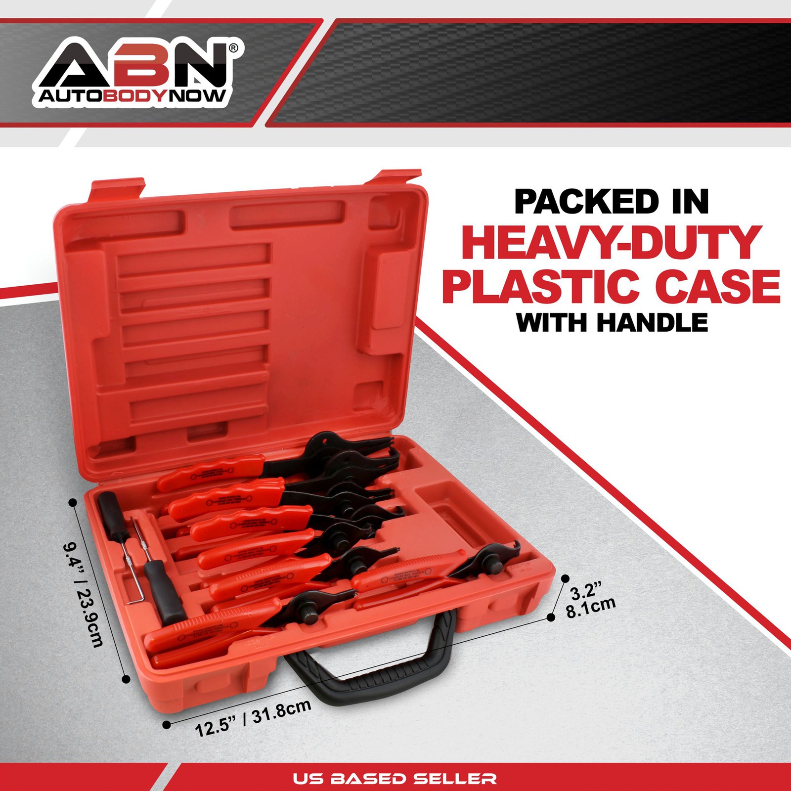 ABN Snap Ring Pliers 11pc Straight & Bent Retaining Ring Pliers w/ Hook & Pick