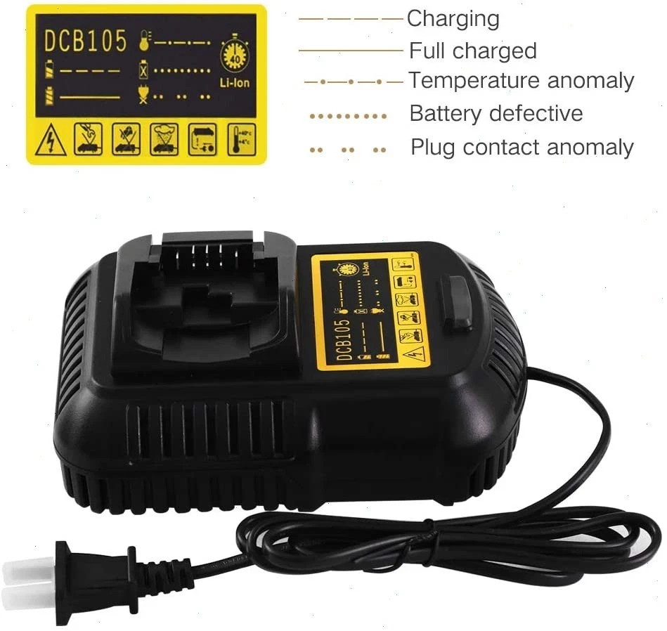 Pack 12.0AH For DeWalt 20V 20 Volt Max XR Lithium Ion Battery DCB206-2 DCB205-2