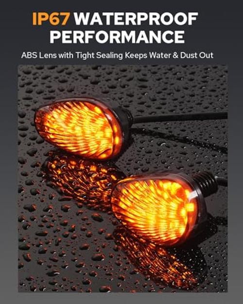 Flush Mount Motorcycle Turn Signal, 2PCS 12V Smoked LED Indicator Light