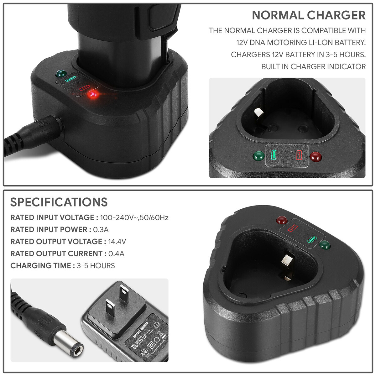 12V Stepless Speed Electric Impact Screwdriver Power Tool w/LED+ Battery+Charger