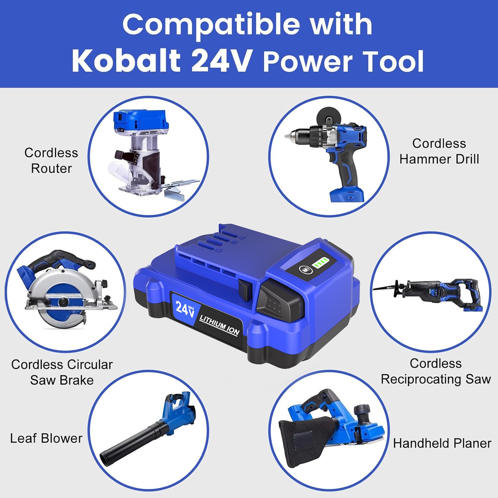 2 Pack 24V 3.0Ah for Kobalt 24 Volt Max Lithium-ion Battery KB624-03 KB524-03