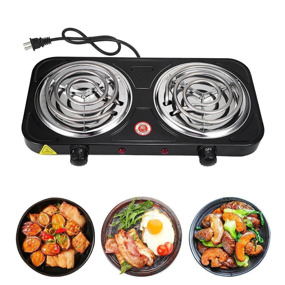 Portable Kitchen Electric Double Burner Hot Plate Cooktop Cooking Stove 2000W