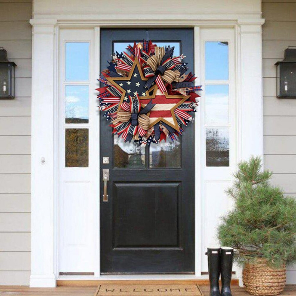 1 PC Patriotic Wreaths Independence Day and Memorial Day Decorations 45CM