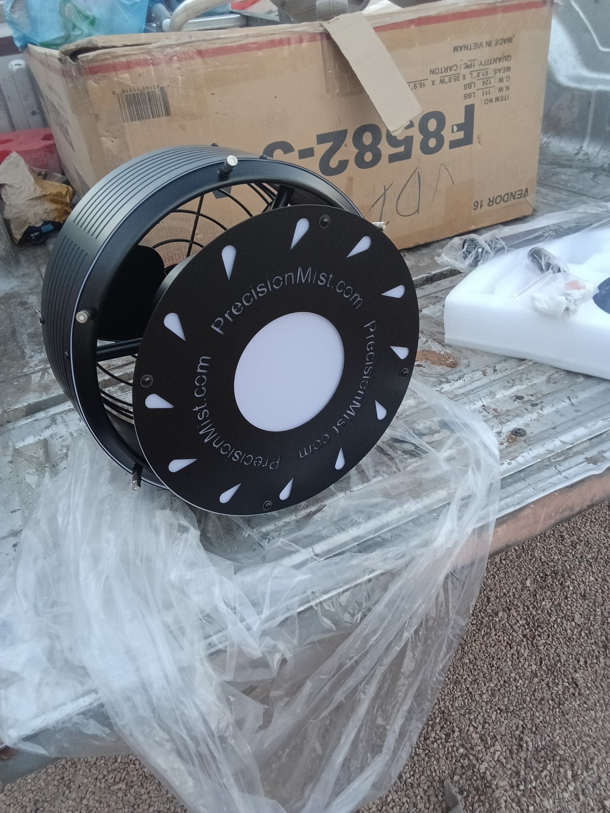 Precision Mist Mini Luxaire 14in Black Misting Ceiling Fan LED 6 Speed