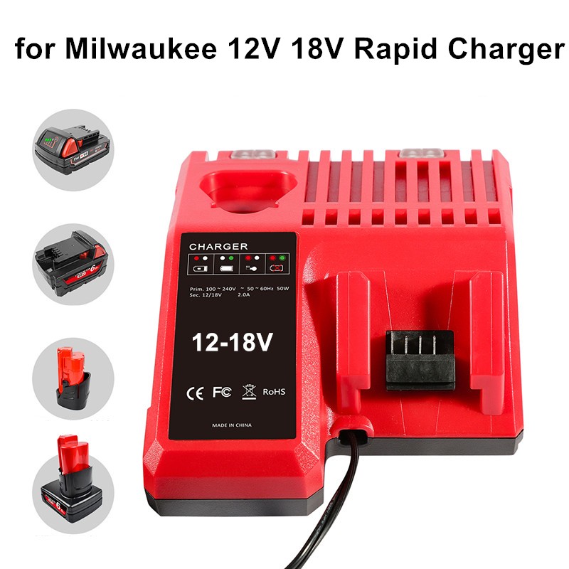 For Milwaukee For M18 Battery For M12 12V Battery Charger-(Not include battery)