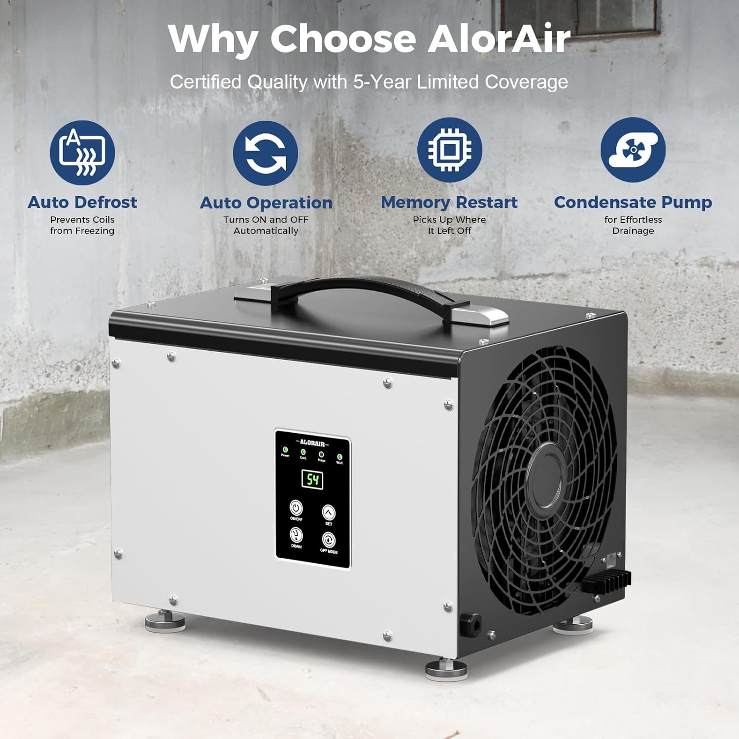 ALORAIR Sentinel HD35P 70Pint Dehumidifier for Basement 1000 sq ft w/Pump & Wifi