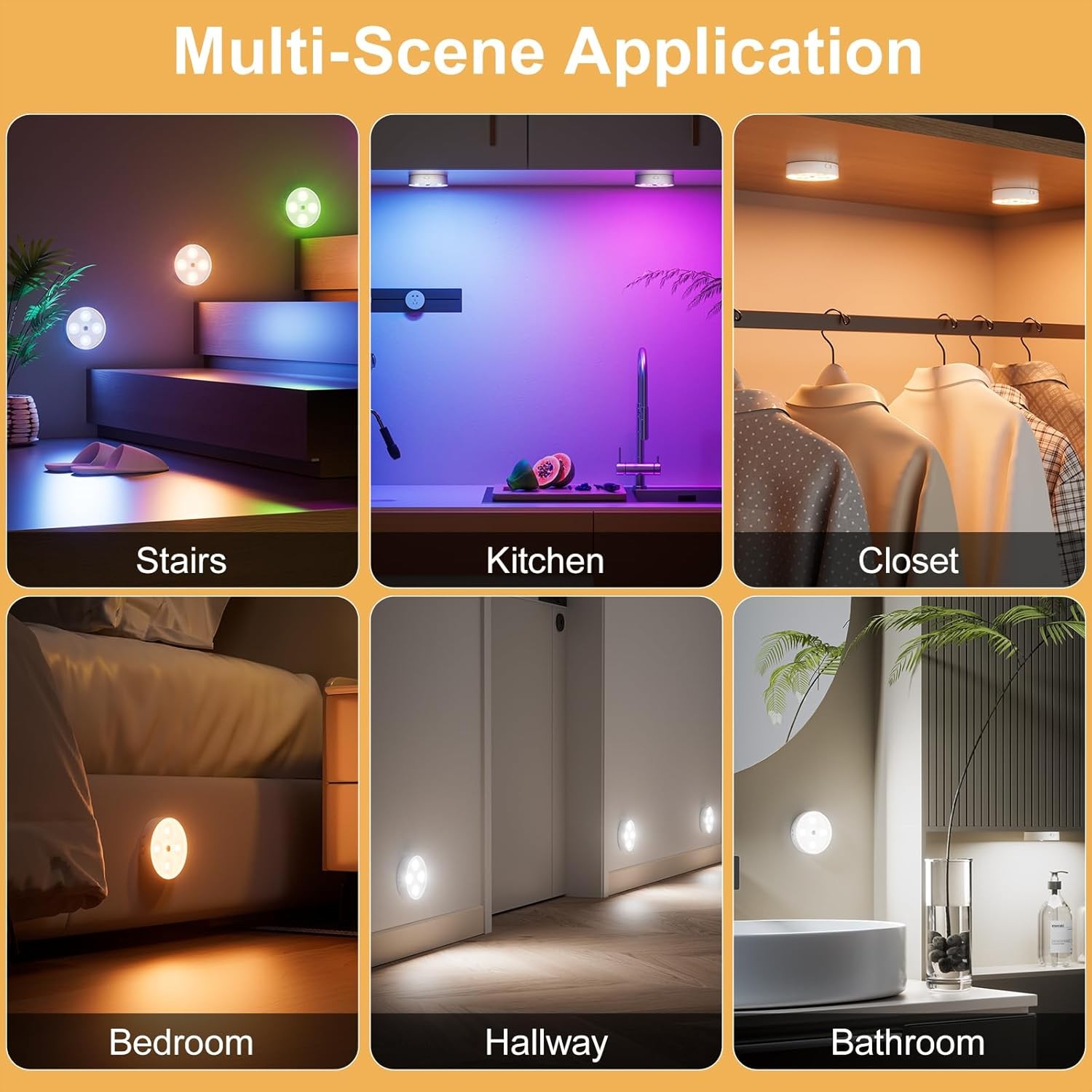 RGB Puck Lights with Remote & Motion – 1500mAh Rechargeable Under Cabinet …