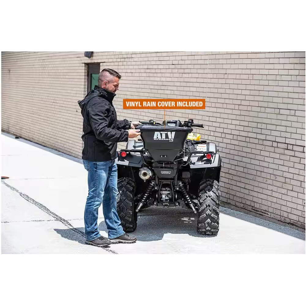 100 Lbs. Capacity ATV Mounted All Purpose Broadcast Spreader for Rock Salt, Feed
