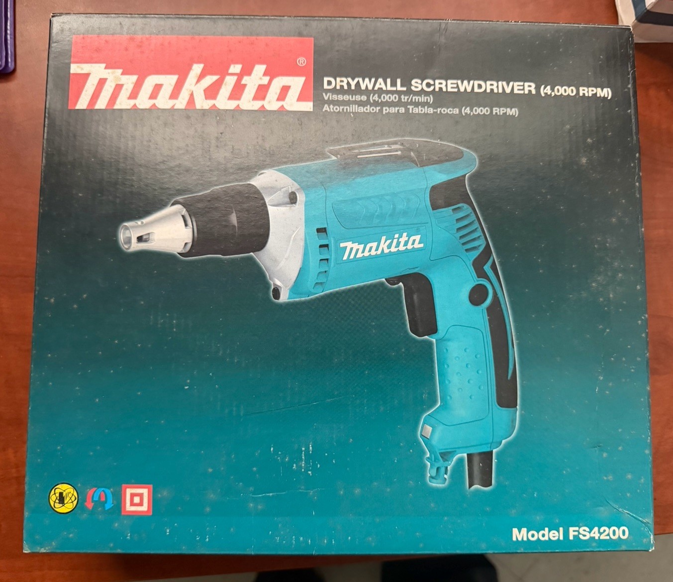 Makita FS4200 Drywall Screwdriver Screw Gun 4000 RPM Corded 1/4in Chuck Hex 6A