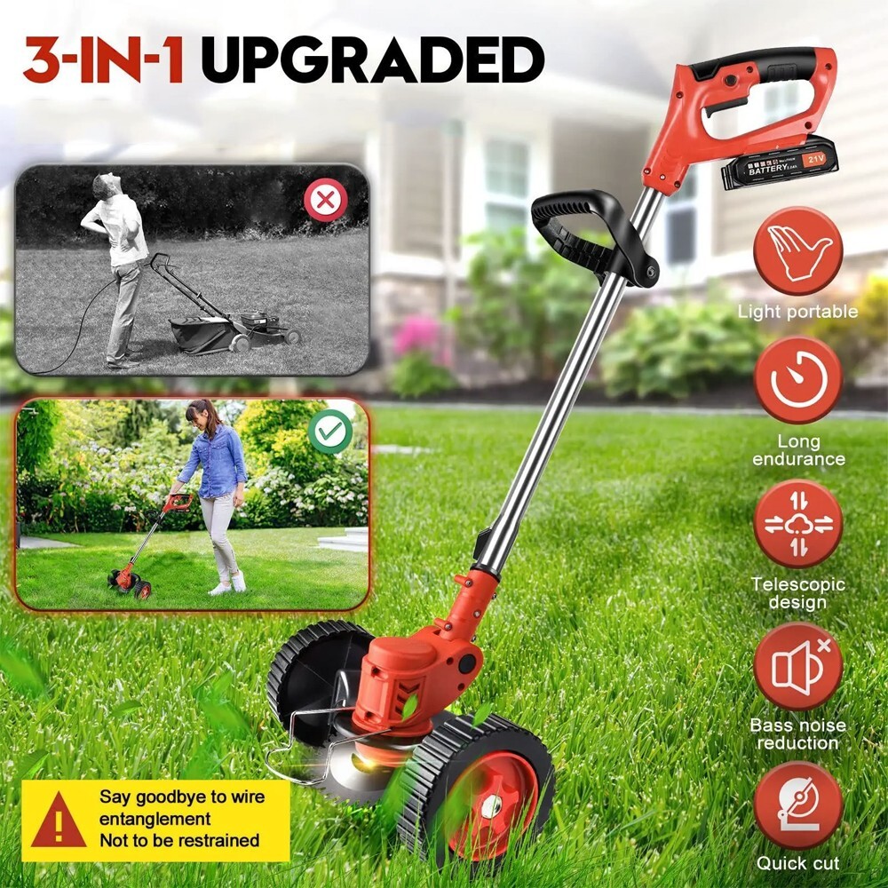 2500W Electric Cordless Grass String Trimmer Lawn Edger Weed Wacker Cutter USA
