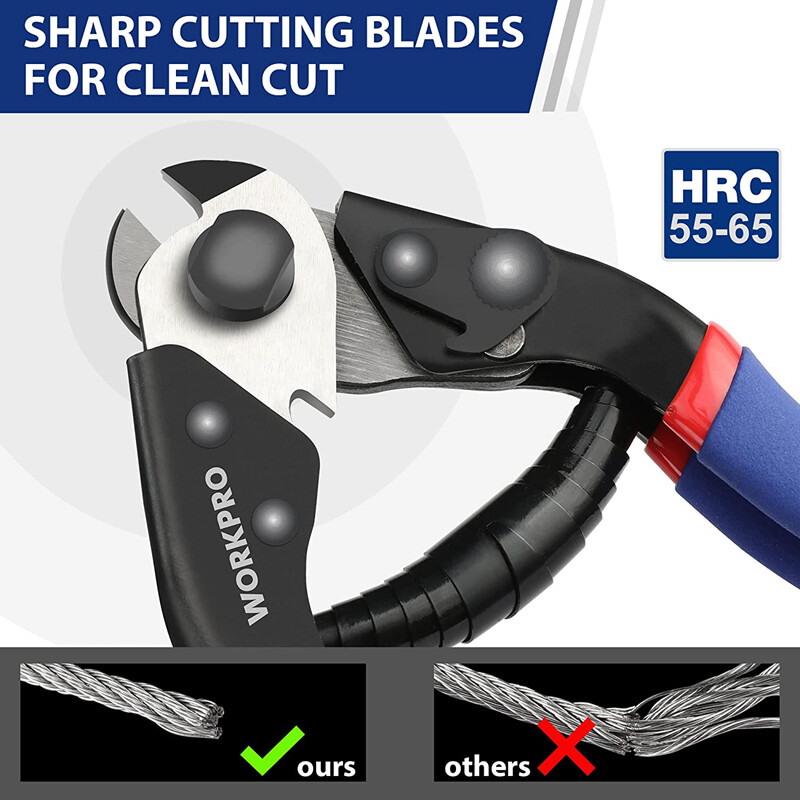 WORKPRO 7.5″ Cable Cutter Heavy Duty Wire Rope Cutter Chrome Vanadium Steel Jaws