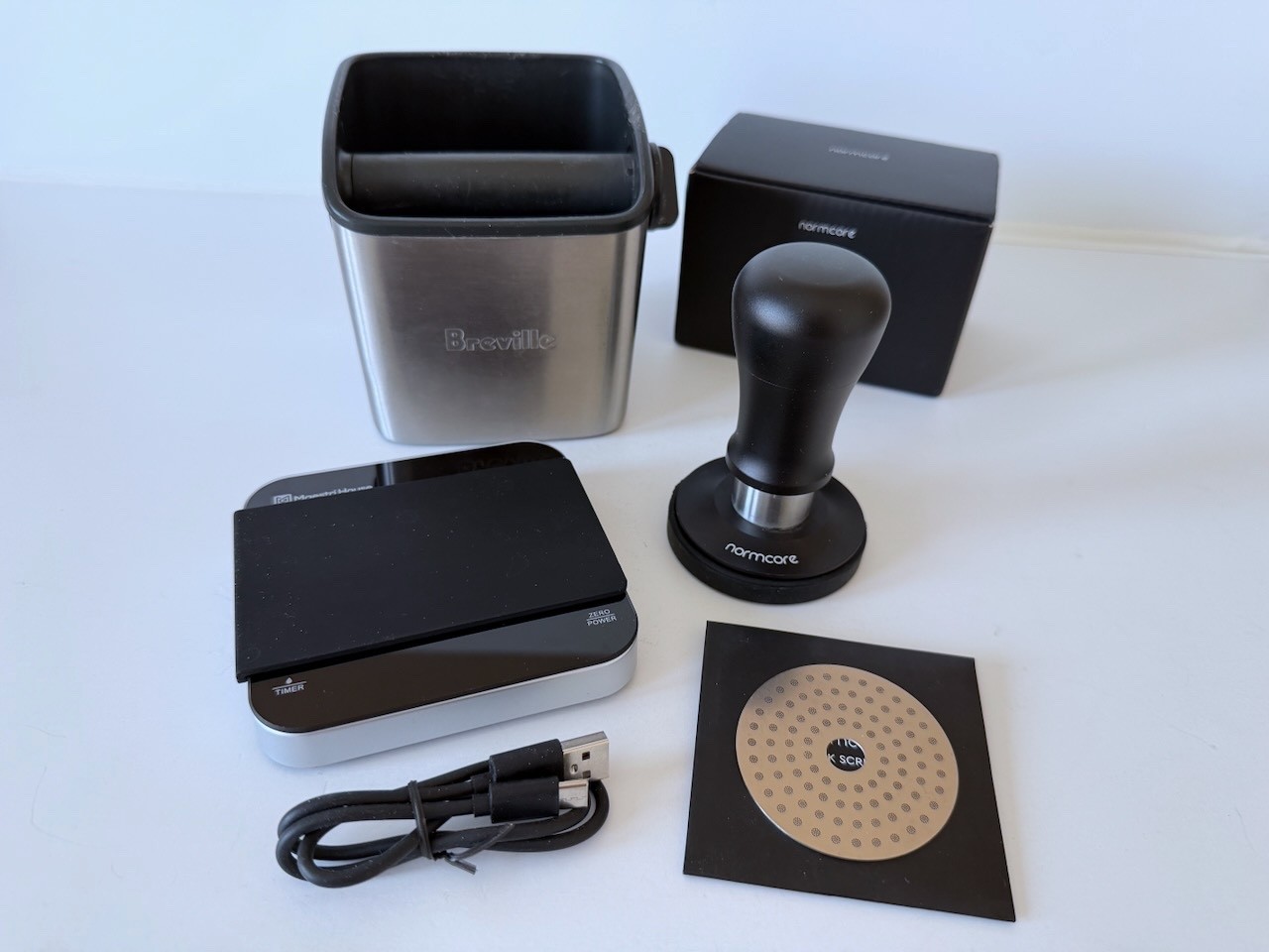 Barista Kit: Breville Knock Box Mini, Normcore 58mm Tamper, Puck Screen + Scale