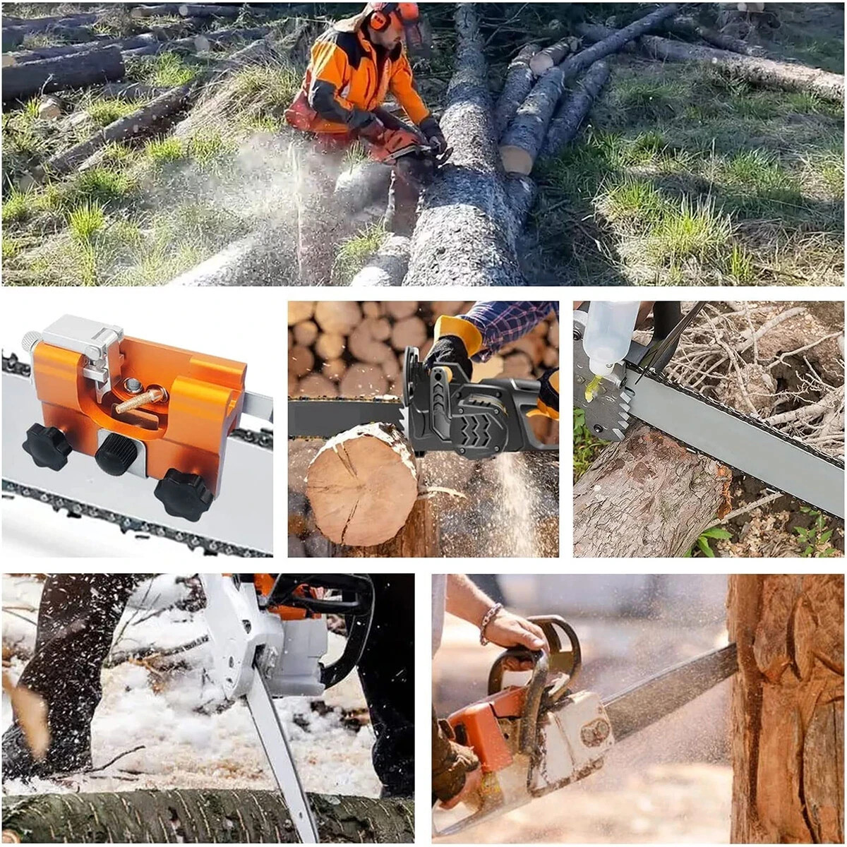 Chainsaw Chain Sharpening Jig Portable Hand Crank Sharpener Tool Set us