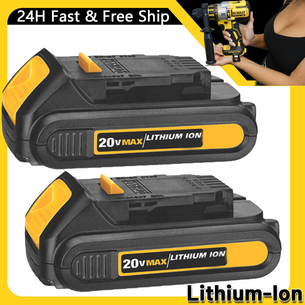 2Pack 20V For DeWALT 20 Volt Max 3Ah Lithium Ion DCB201 DCB203 DCB207 Battery