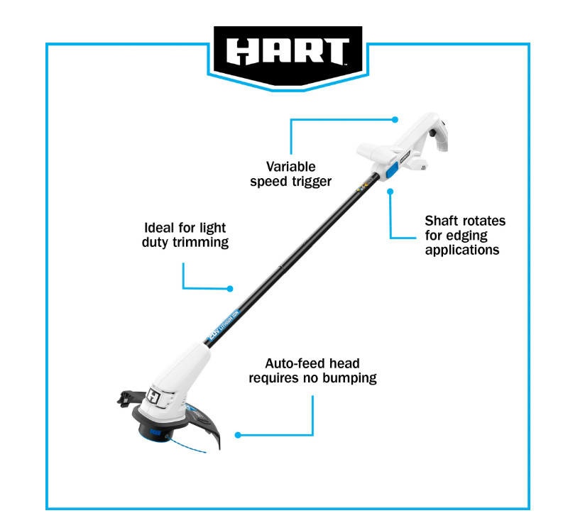 HART 20-Volt 10-inch String Trimmer – Battery and Charger are not Included