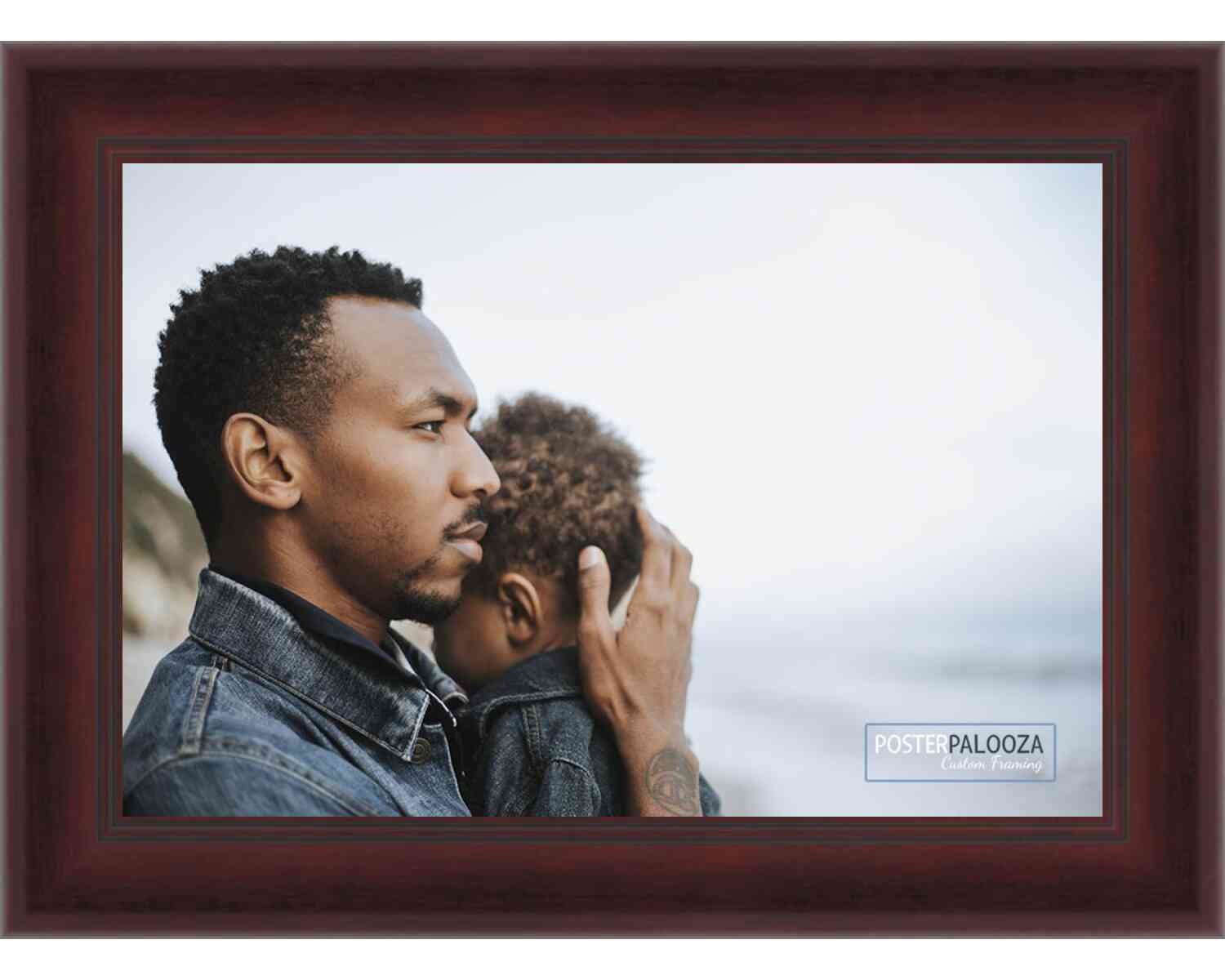Square Linear Brown Picture Frame – UV Acrylic, Backing, Hanging Hardware
